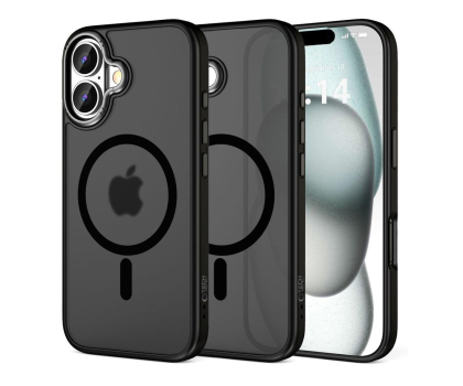 Etui do telefonów TECH-PROTECT Magedge Magsafe do iPhone 16 Matte Black/Gunmetal 5906302311170